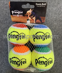 China 4 pelotas de tenis para perros a granel coloridas interactivas para mascotas, regalo para jugar, hacer ejercicio y entrenar, fácil de atrapar de 2,5 pulgadas proveedor